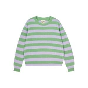NEW JUMPER1234 women's stripe distressed crew sweater in fresh green opal
